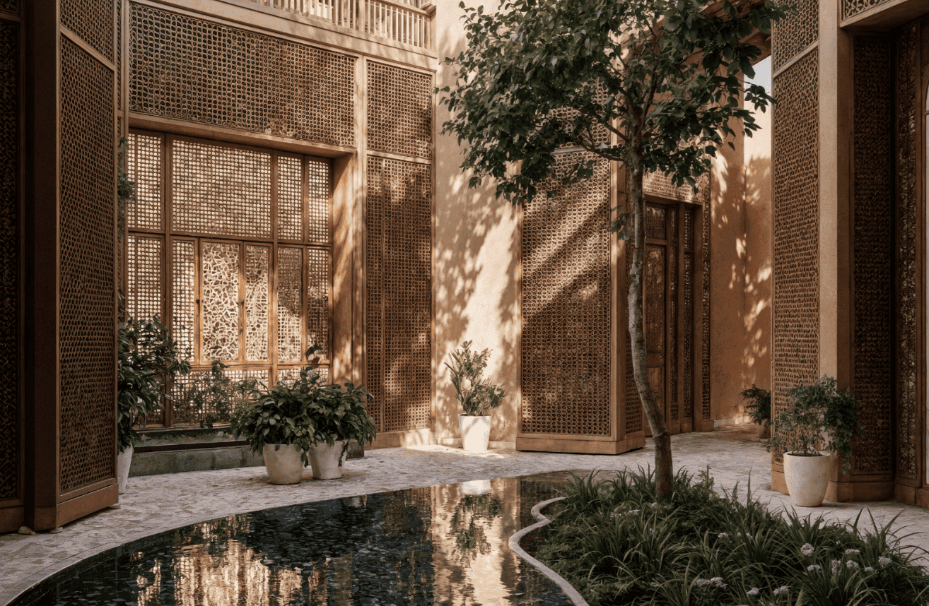 Traditional Courtyard with Water Feature