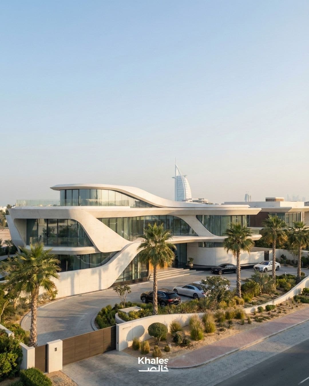 Futuristic Curved Villa with Burj Al Arab View